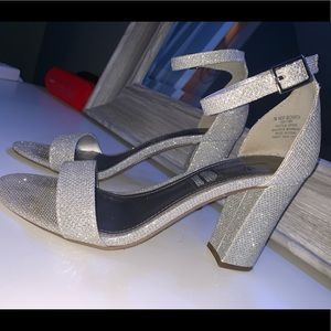 Silver glitter pumps